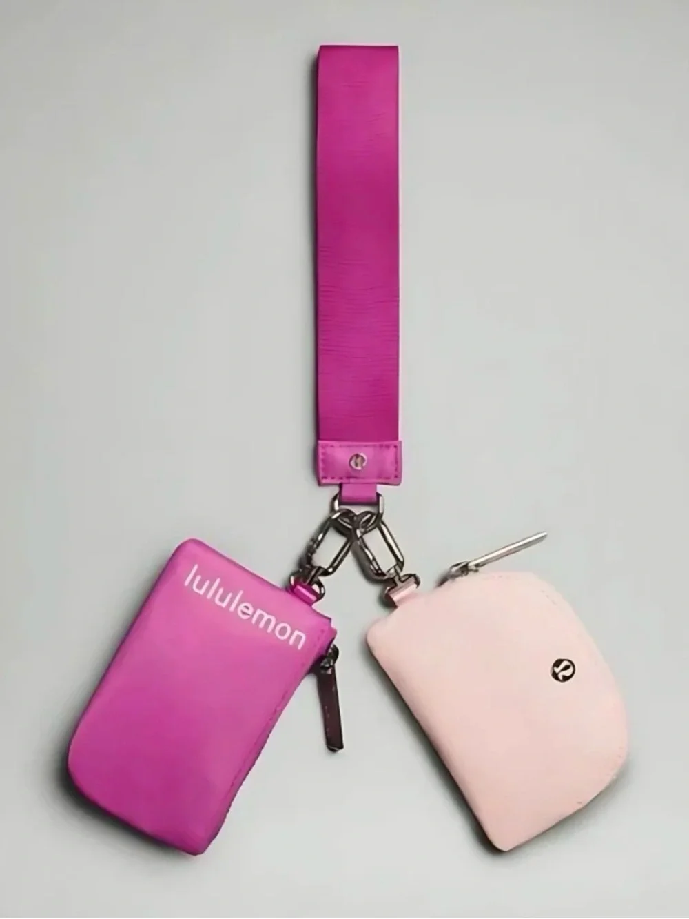 lululemon athletica Hot Pink and Light Pink Dual Wristlet Key & Card Pouch Set